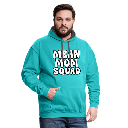 Mean Mom SQUAD - Contrast Adult Hoodie Unisex - scuba blue/asphalt