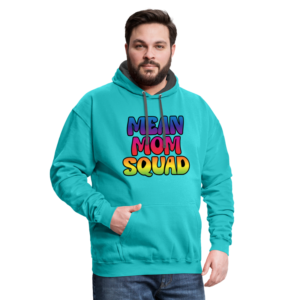 MEAN MOM SQUAD Colorful - Contrast Adult Hoodie - scuba blue/asphalt