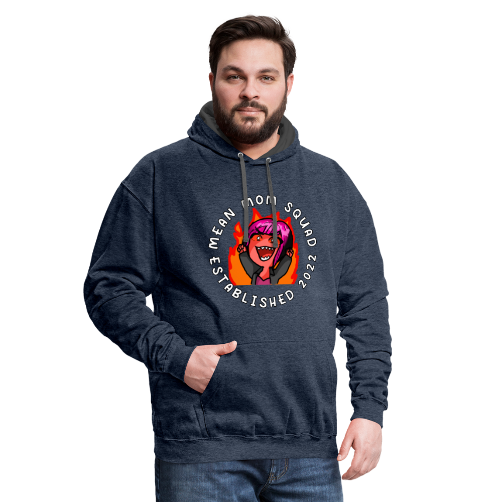 Mean Mom SQUAD Est. 2022 - Contrast Adult Hoodie Unisex - indigo heather/asphalt