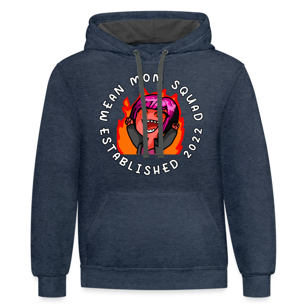 Mean Mom SQUAD Est. 2022 - Contrast Adult Hoodie Unisex - indigo heather/asphalt