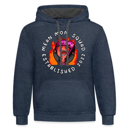 Mean Mom SQUAD Est. 2022 - Contrast Adult Hoodie Unisex - indigo heather/asphalt