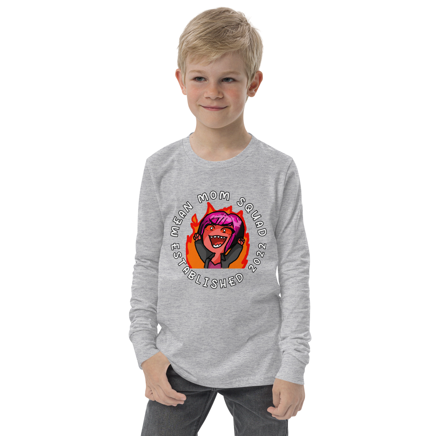 Mean Mom SQUAD Established | Youth Long Sleeve Gamer Tee