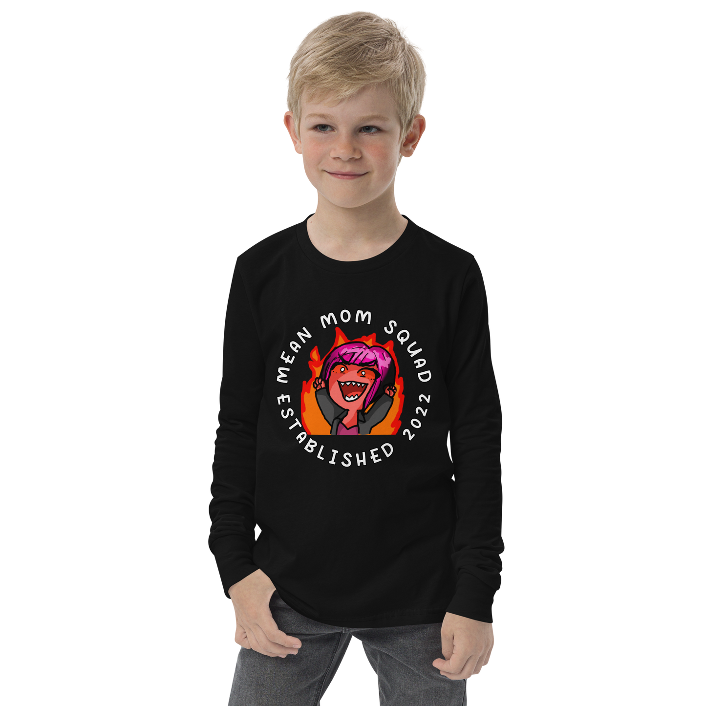 Mean Mom SQUAD Established | Youth Long Sleeve Gamer Tee