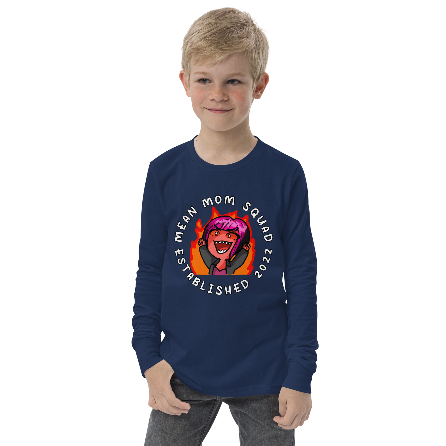 Mean Mom SQUAD Established | Youth Long Sleeve Gamer Tee