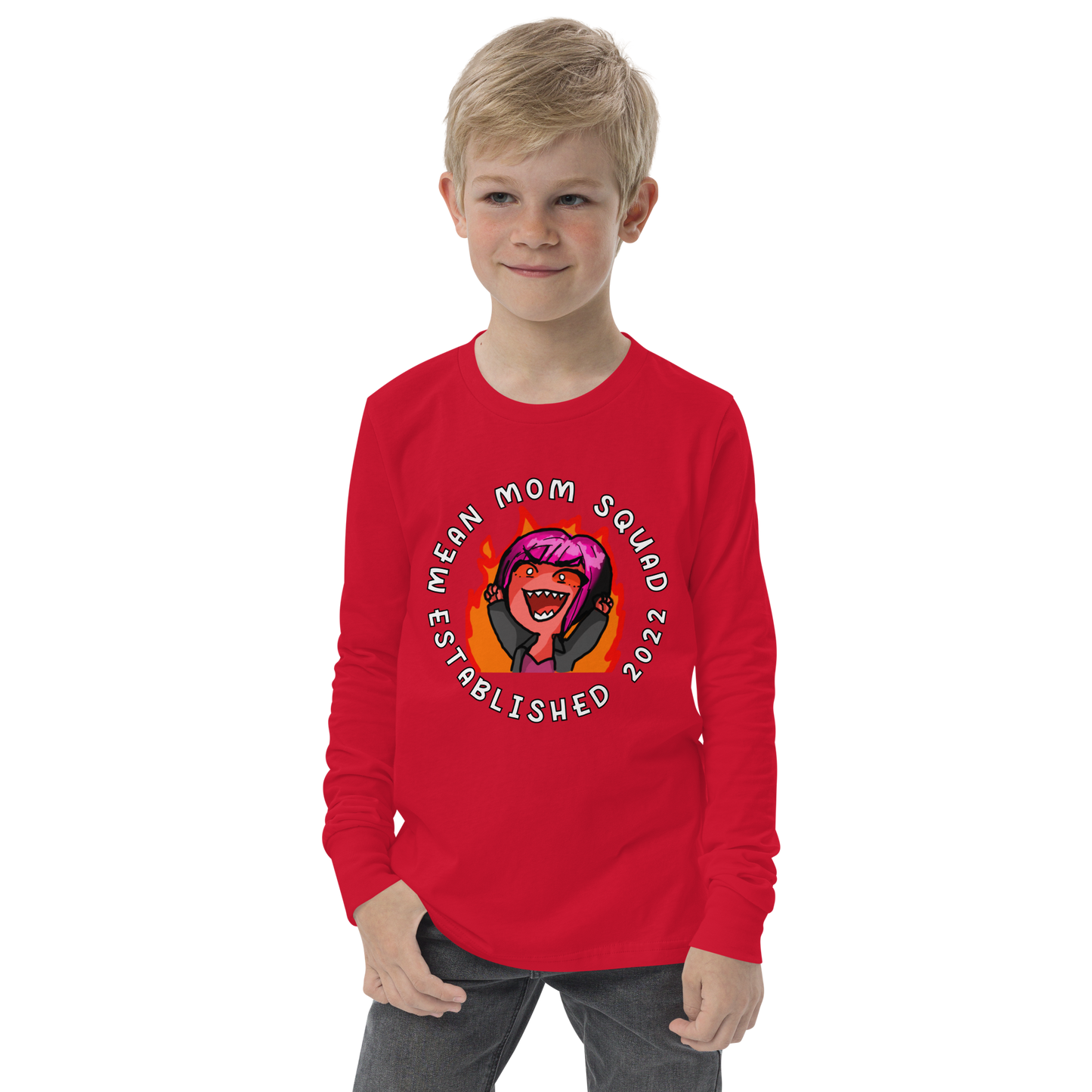 Mean Mom SQUAD Established | Youth Long Sleeve Gamer Tee