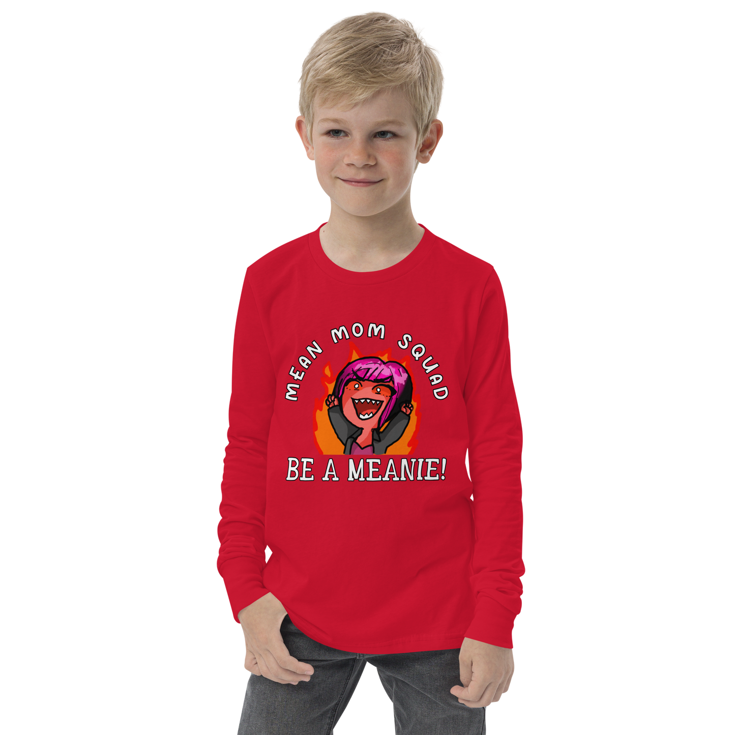 Mean Mom SQUAD BE A MEANIE | Youth Long Sleeve Gamer Tee