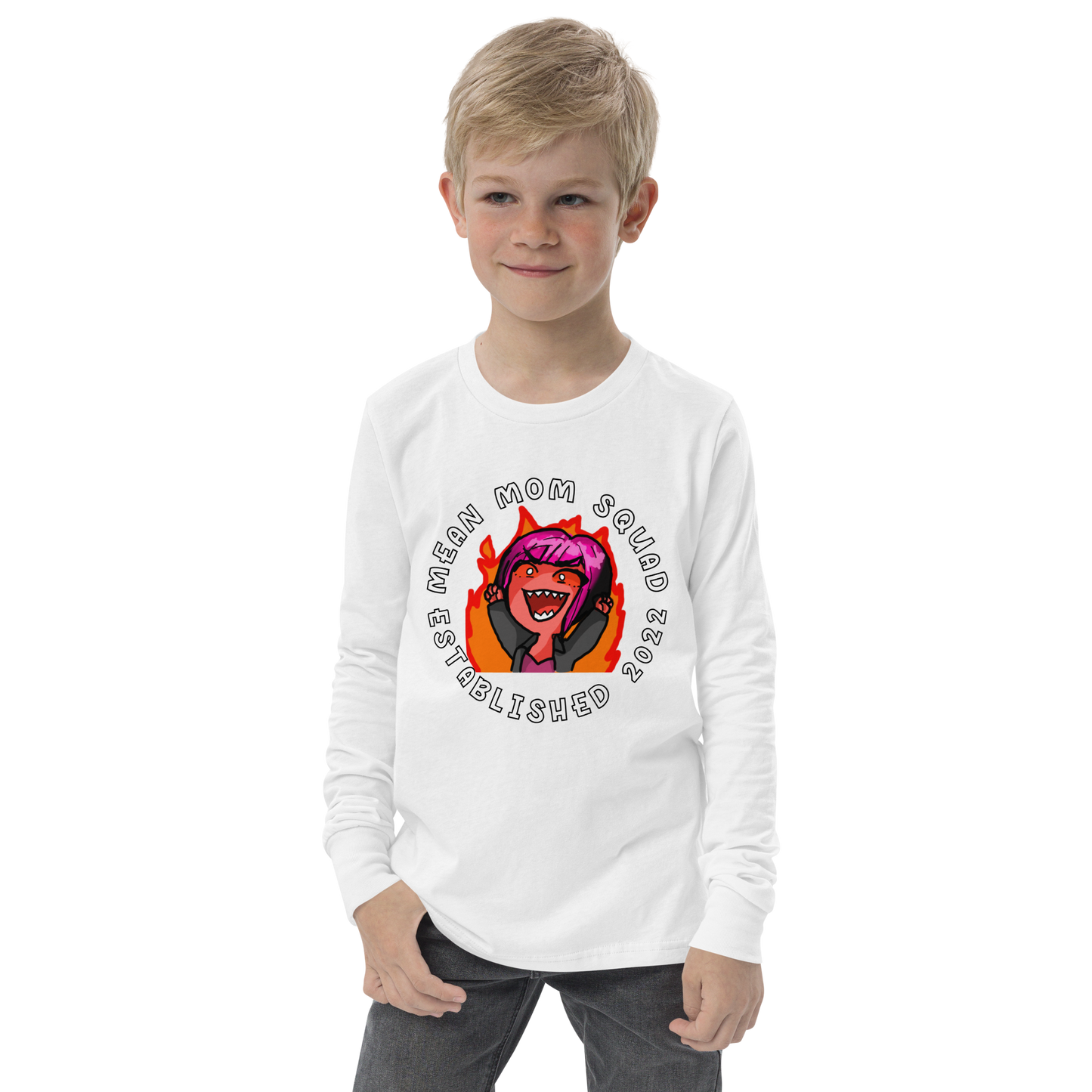 Mean Mom SQUAD Established | Youth Long Sleeve Gamer Tee